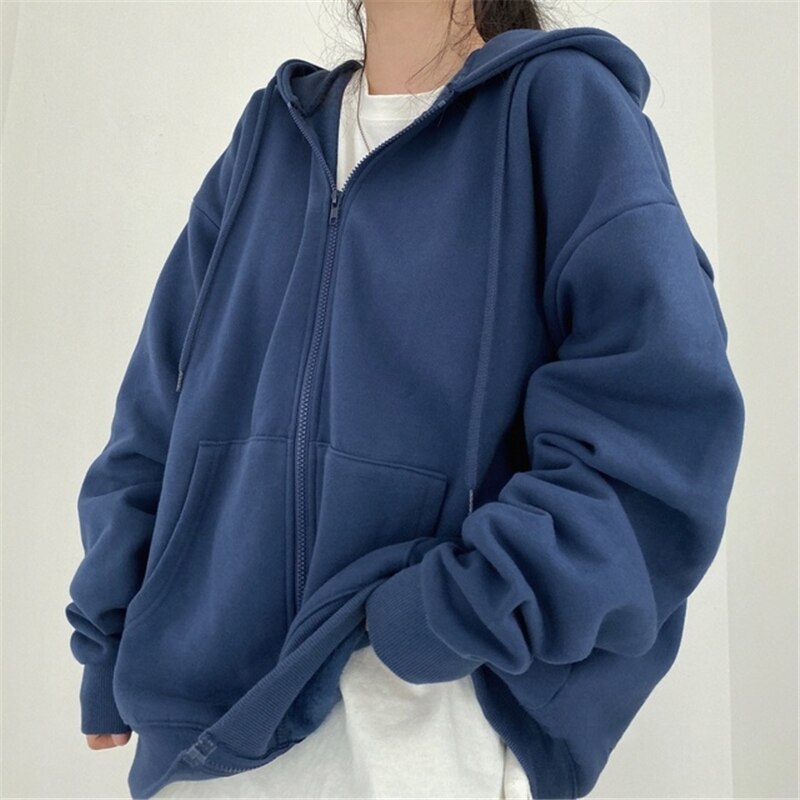 Korean style oversized zip hoodie.