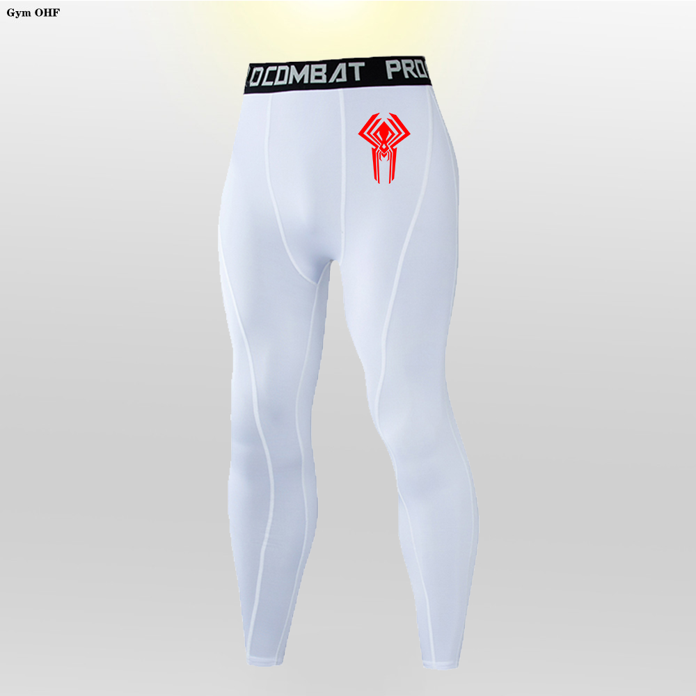Superhero-themed compression pants for men.