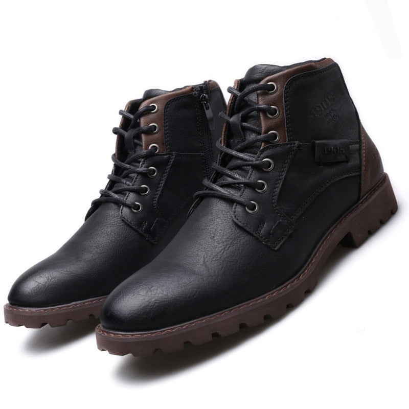 Men's Leather High-Top Ankle Boots