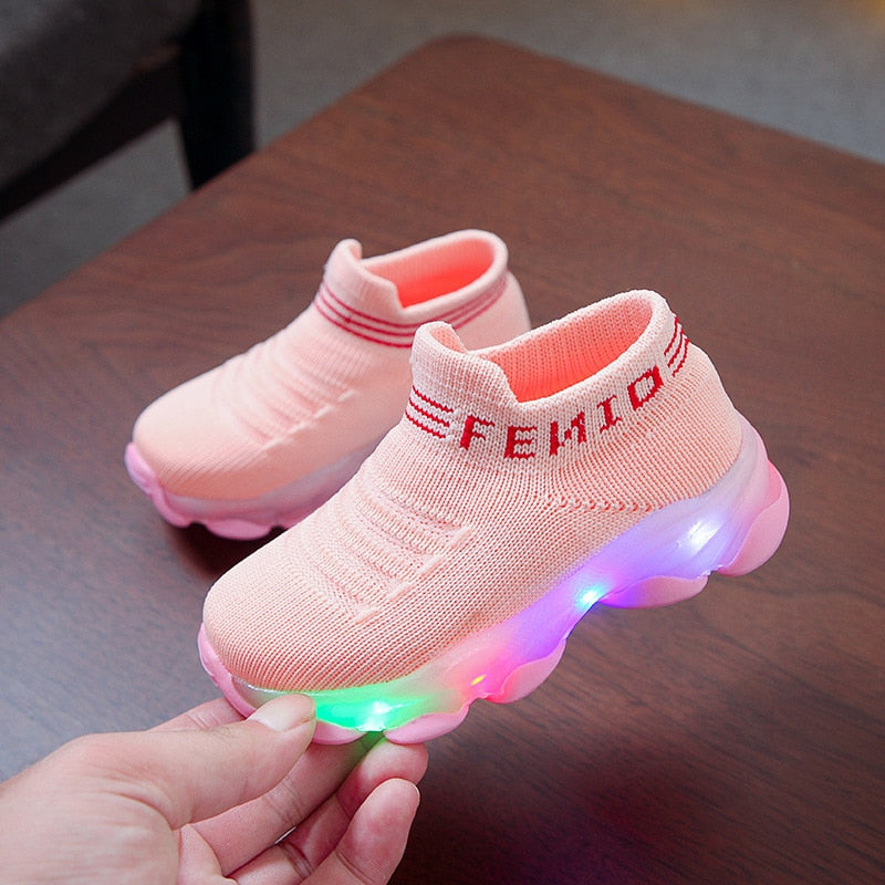 LED light-up kids sneakers.