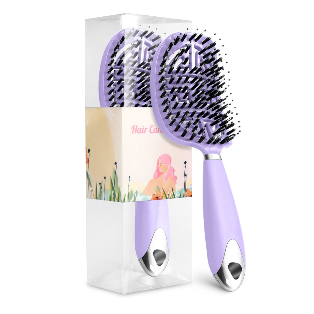 Detangling hairbrush for wet/dry hair.