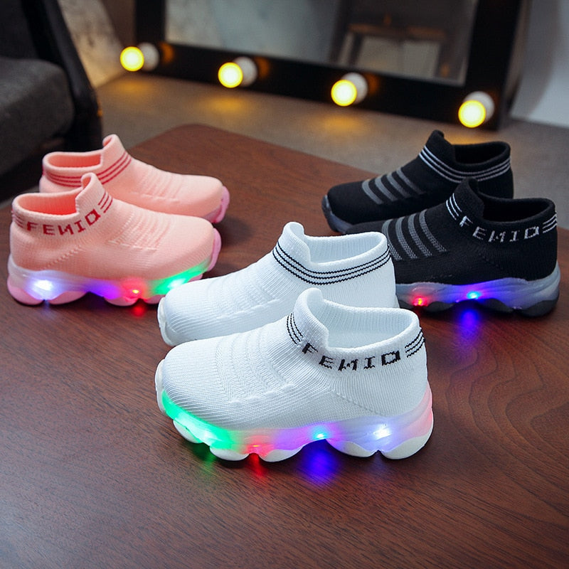 LED light-up kids sneakers.
