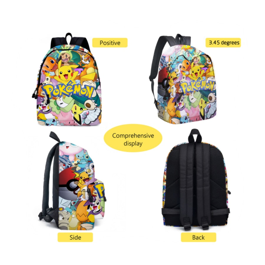 Pikachu Backpack with Anime Accessories