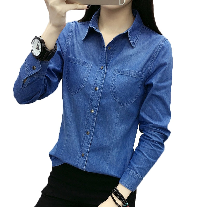 Spring denim shirt for women.