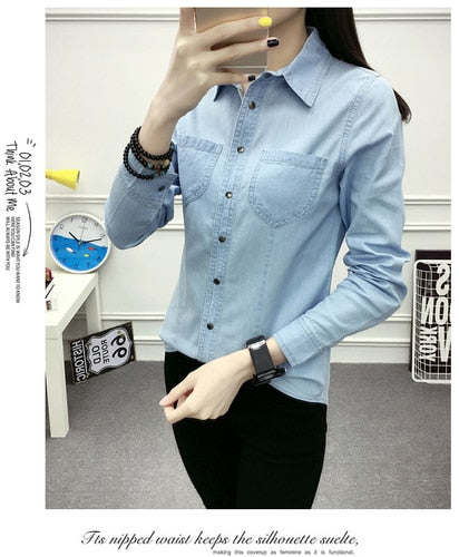 Spring denim shirt for women.