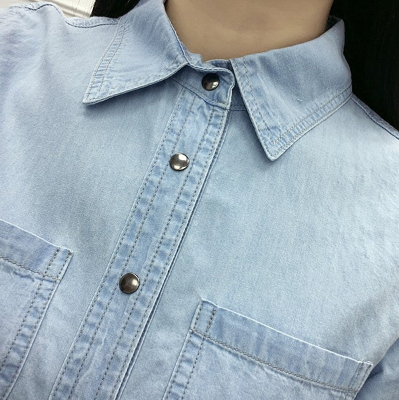 Spring denim shirt for women.