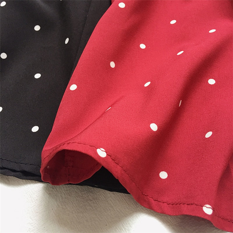 Polka dot blouses, summer shirts.