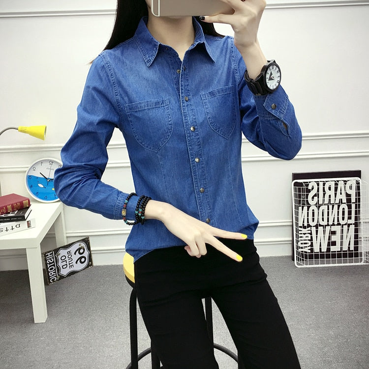 Spring denim shirt for women.