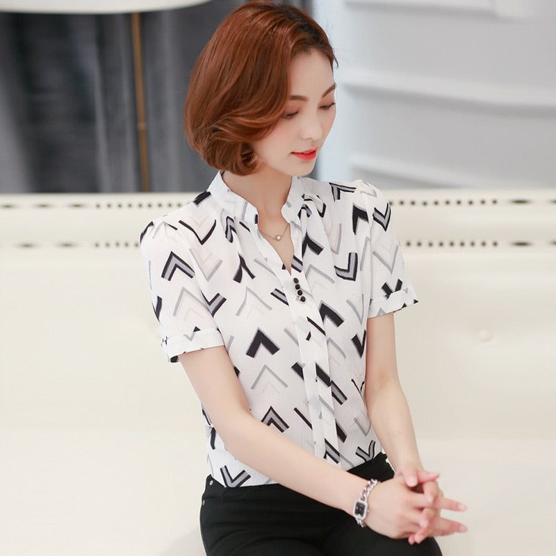 Chiffon V-collar Blouse Summer