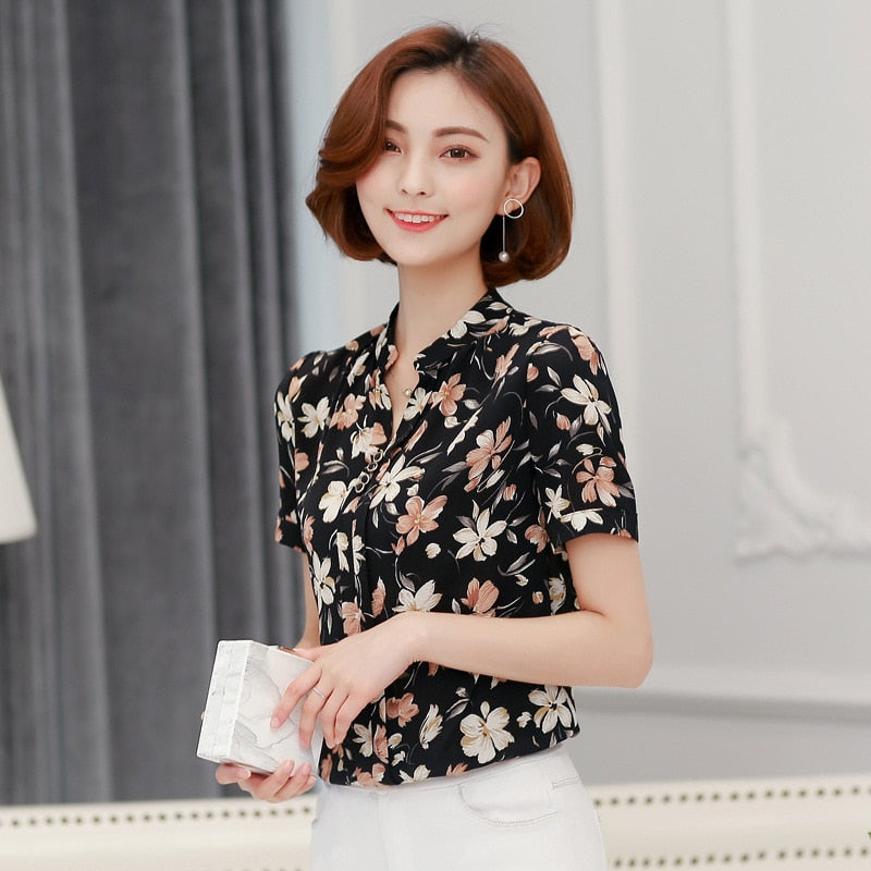 Chiffon V-collar Blouse Summer