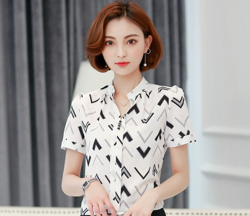 Chiffon V-collar Blouse Summer