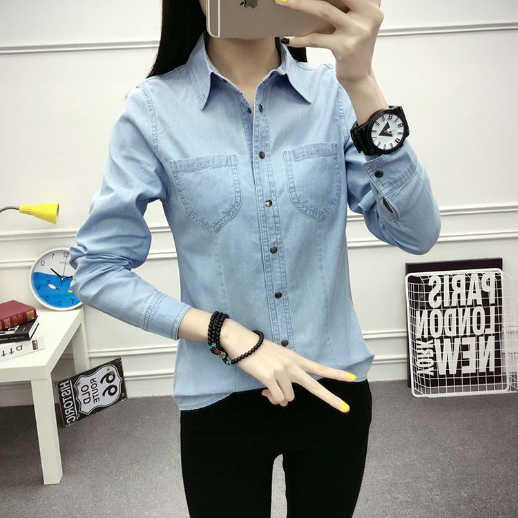 Spring denim shirt for women.