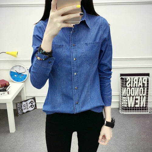 Spring denim shirt for women.