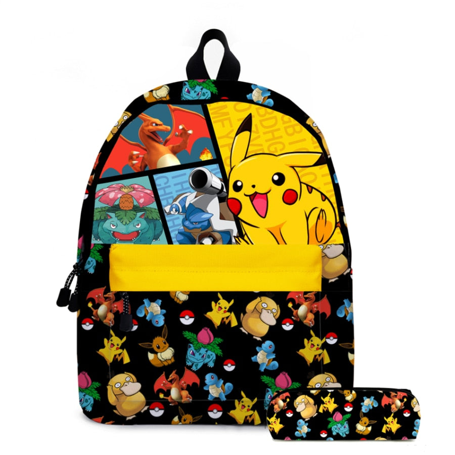 Pikachu Backpack with Anime Accessories