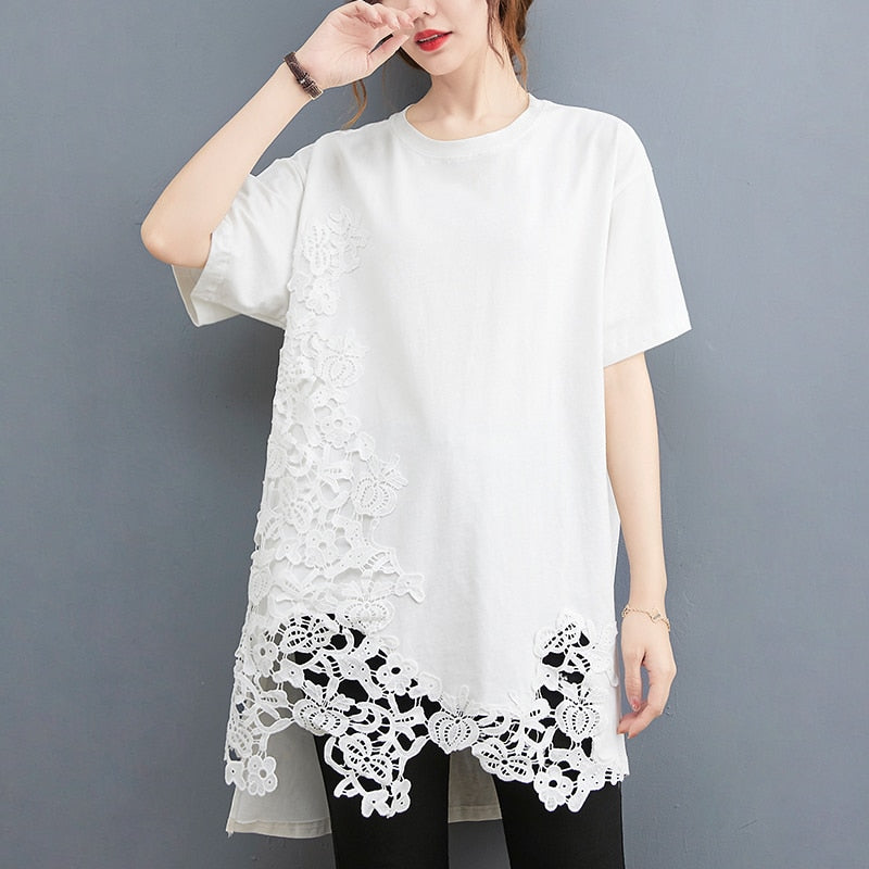 Casual Lace Oversize Summer Tee.