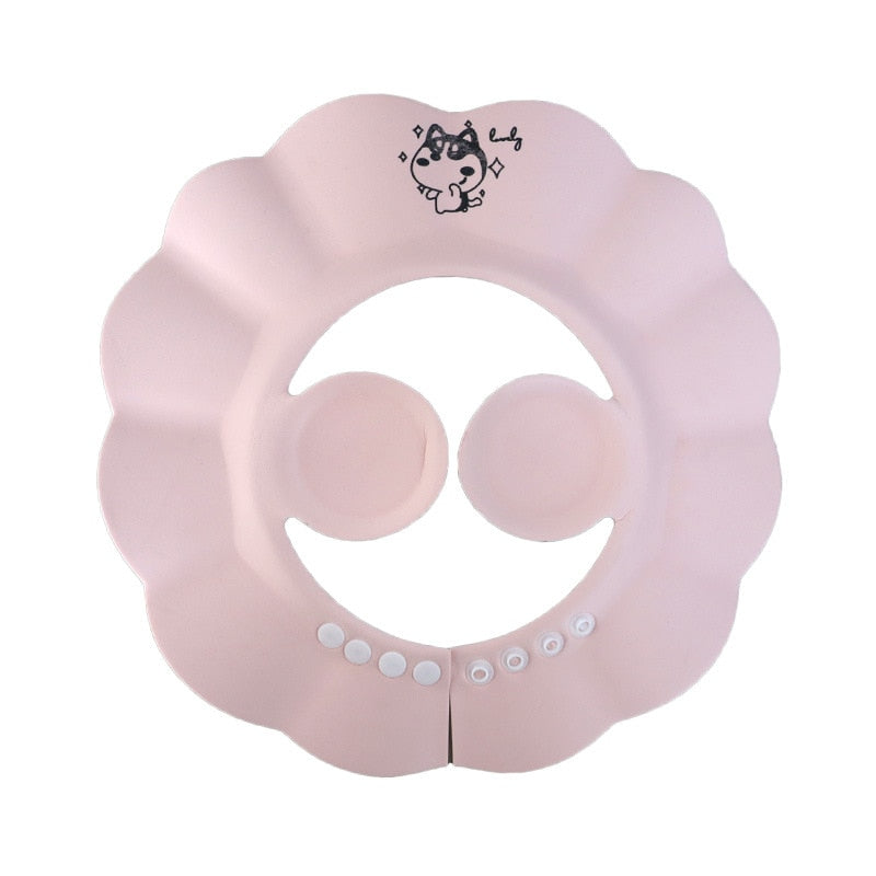 Adjustable EVA shampoo cap for babies.