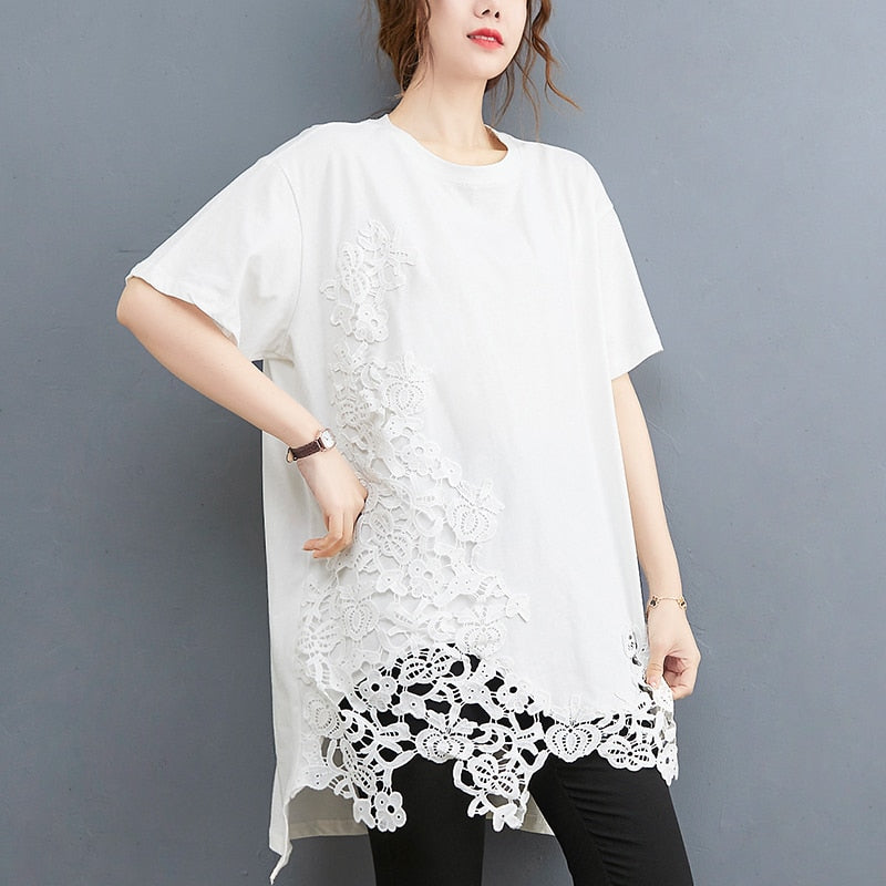 Casual Lace Oversize Summer Tee.