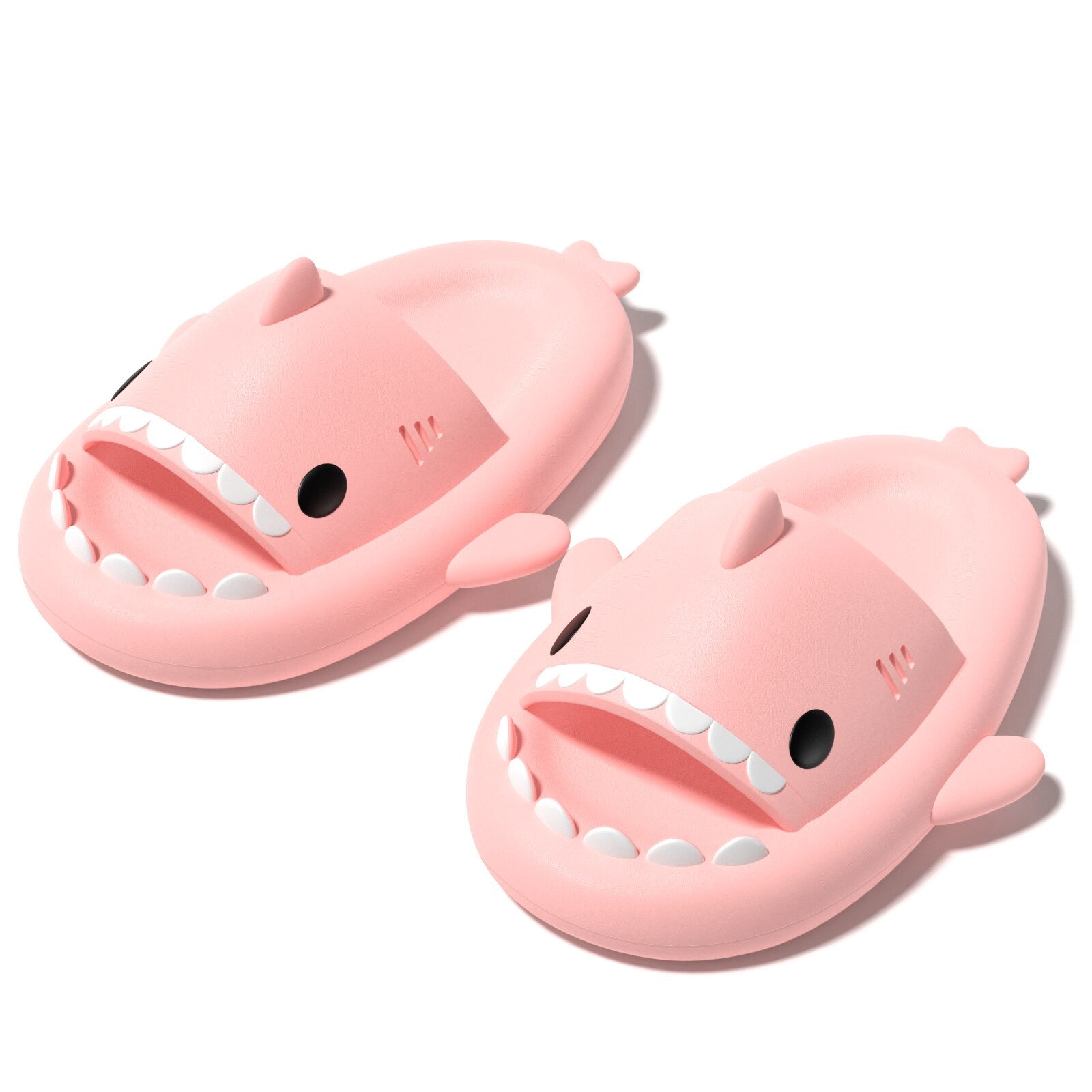 Shark platform slippers for comfort.