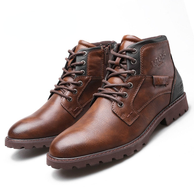 Men's Leather High-Top Ankle Boots