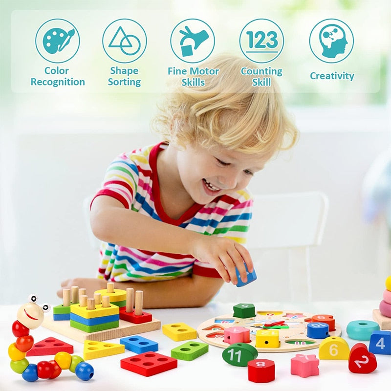 Montessori educational wooden puzzle toys