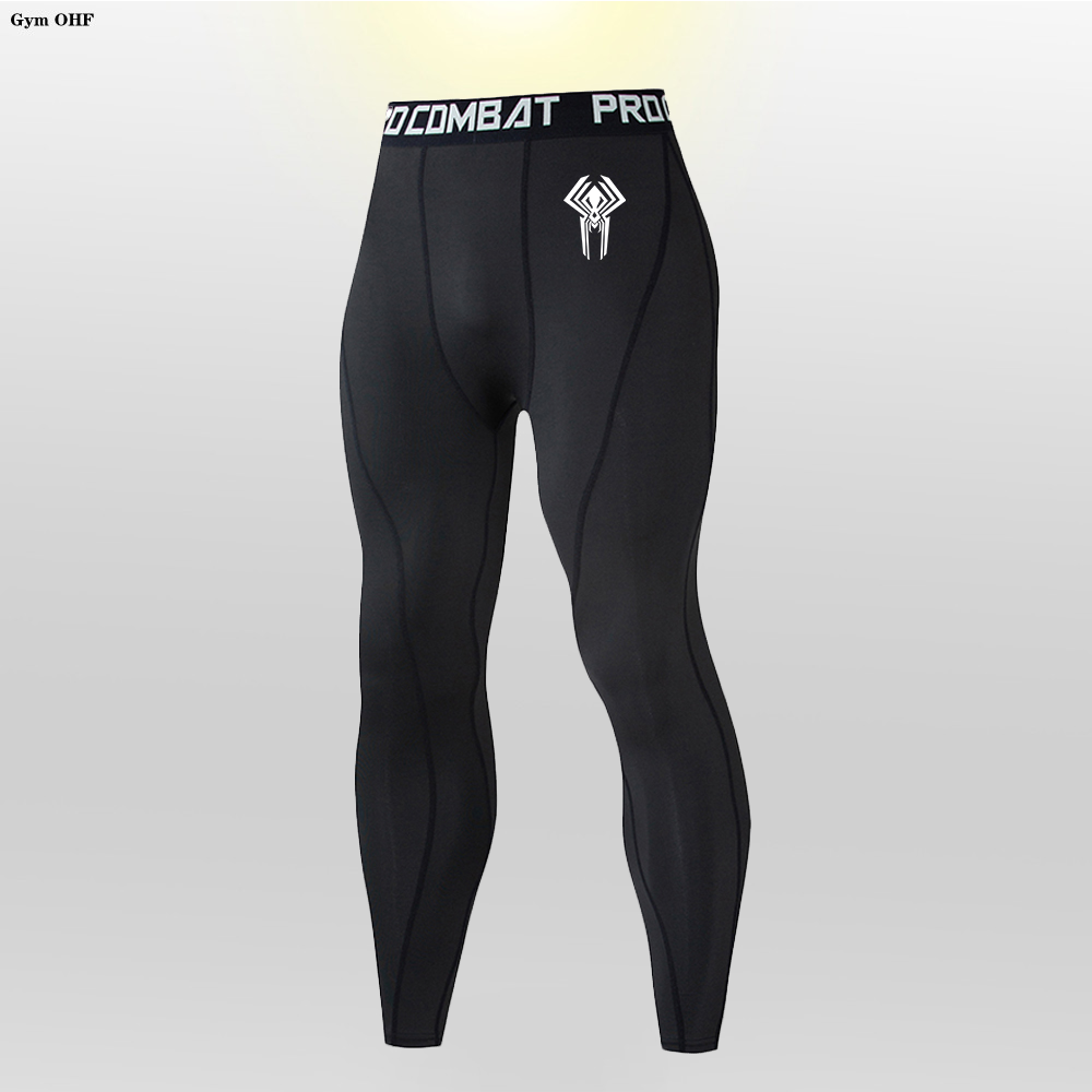 Superhero-themed compression pants for men.