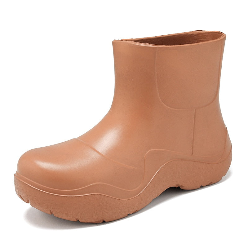 Trendy waterproof rain ankle boots.