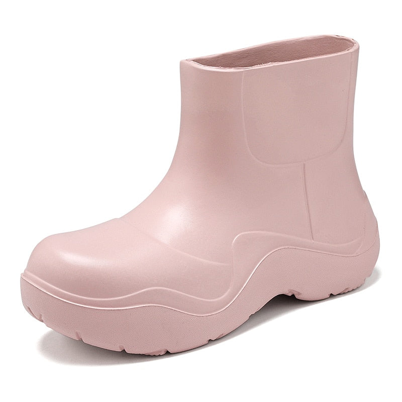 Trendy waterproof rain ankle boots.