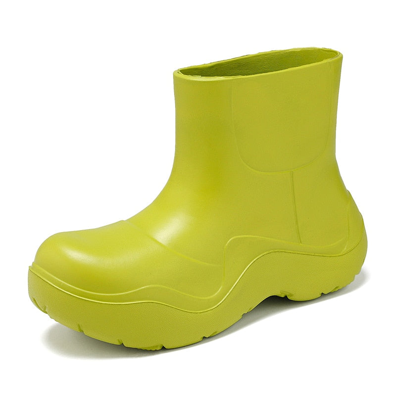 Trendy waterproof rain ankle boots.