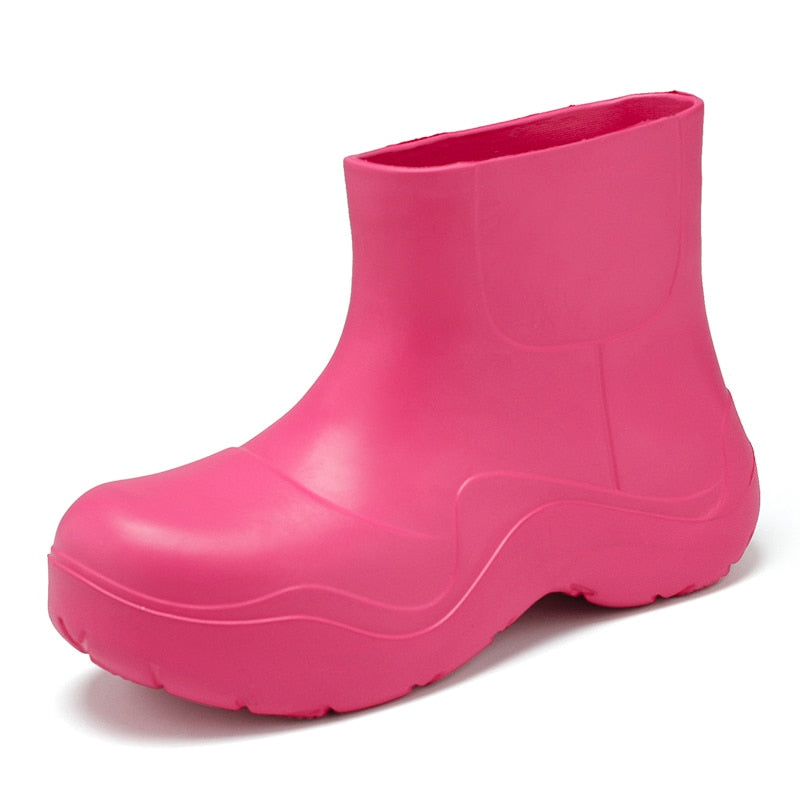 Trendy waterproof rain ankle boots.