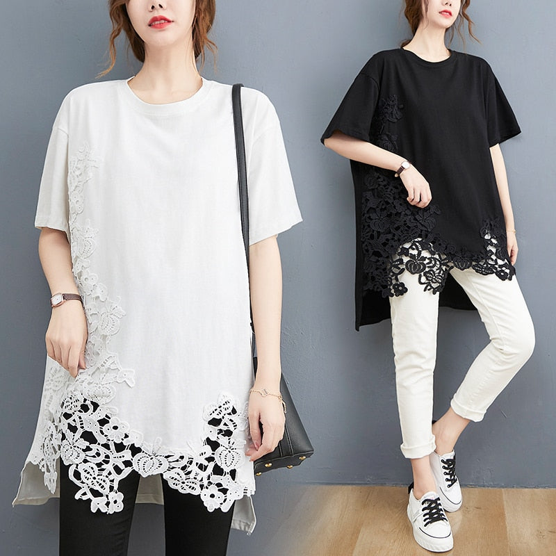 Casual Lace Oversize Summer Tee.