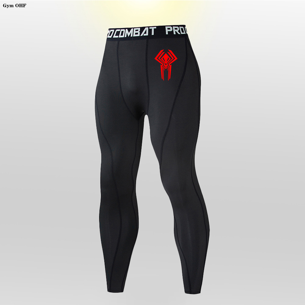 Superhero-themed compression pants for men.