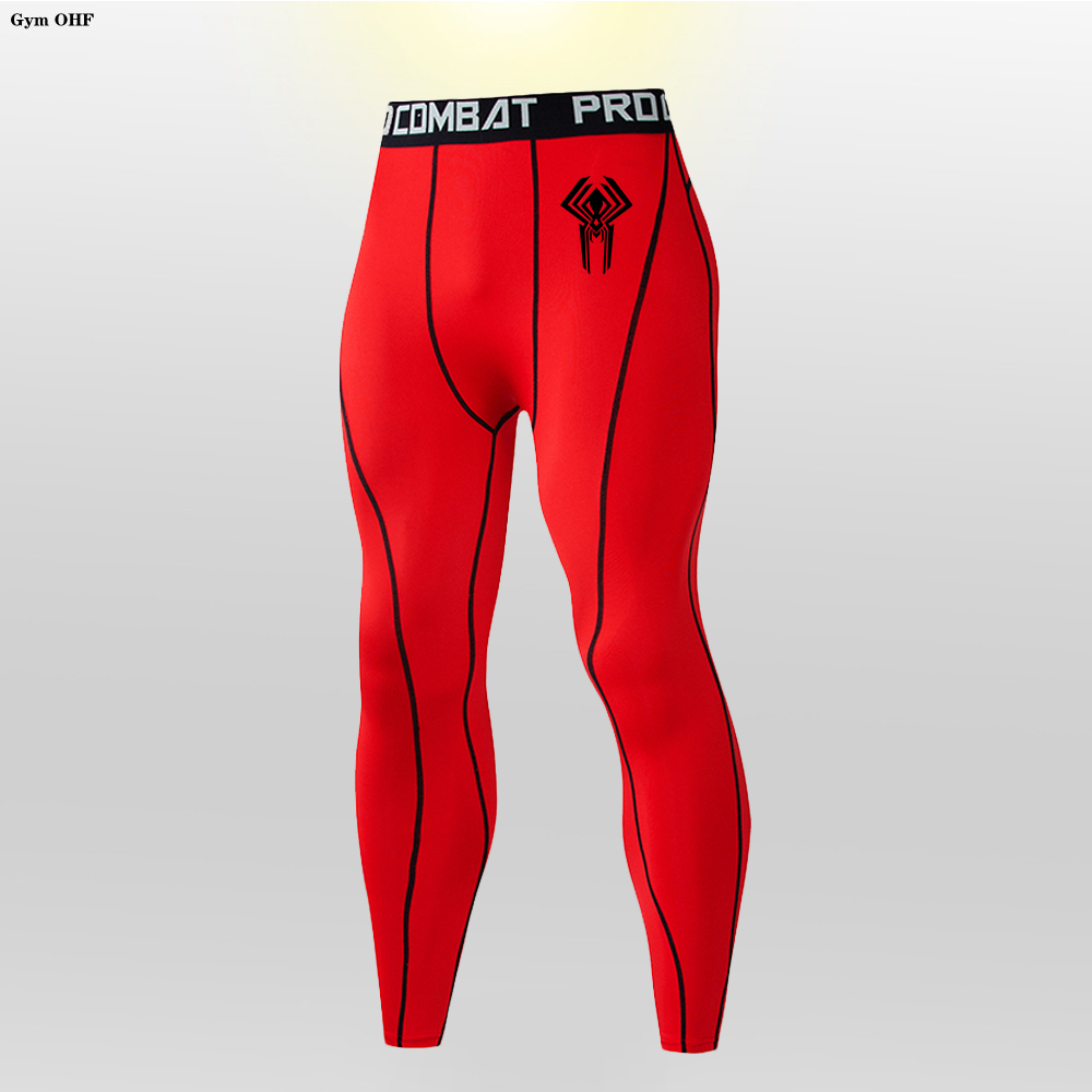 Superhero-themed compression pants for men.