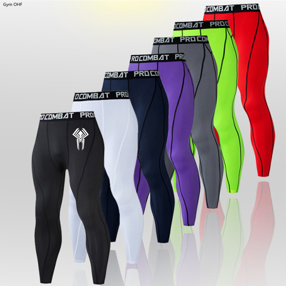 Superhero-themed compression pants for men.