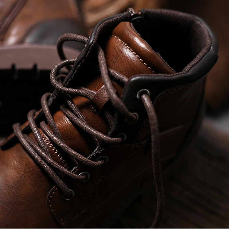 Men's Leather High-Top Ankle Boots