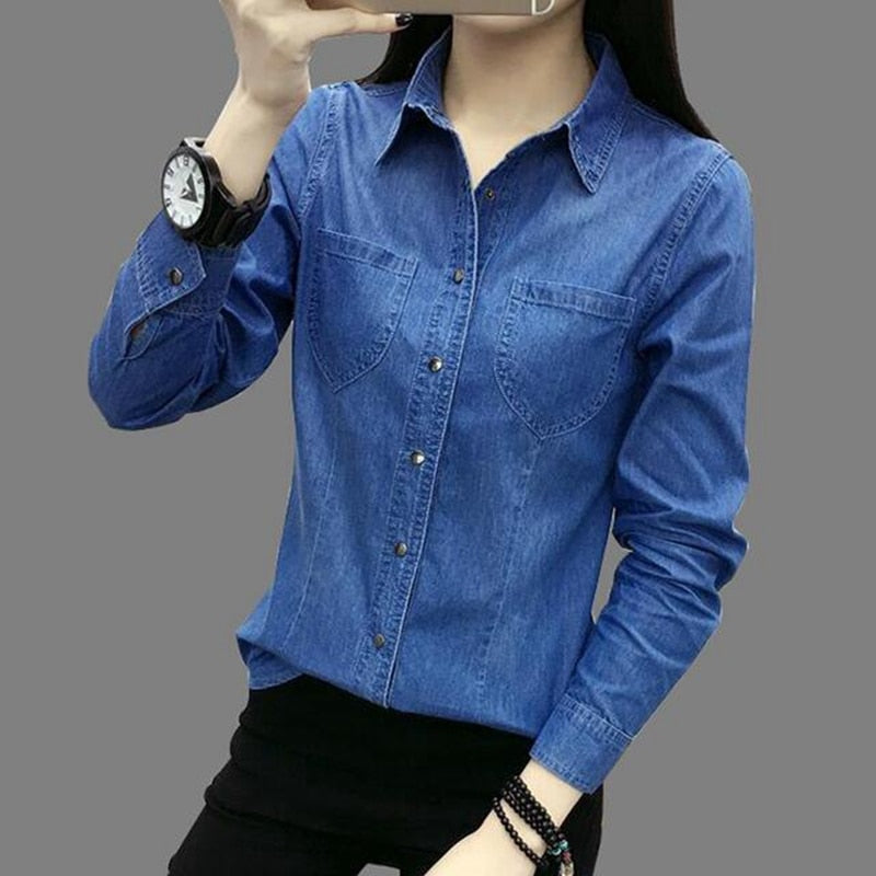 Spring denim shirt for women.