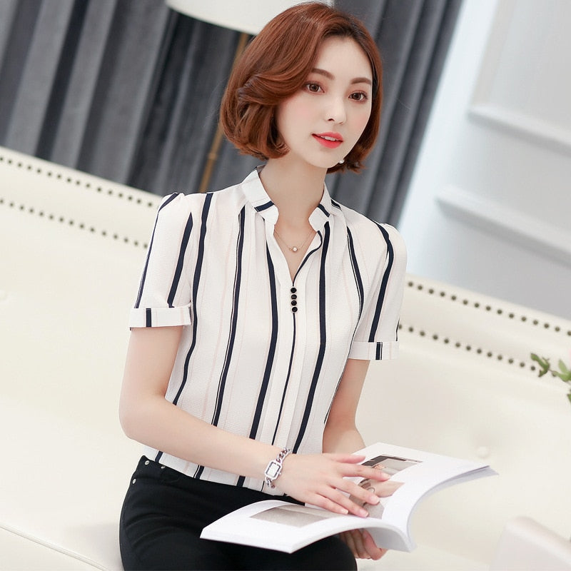 Chiffon V-collar Blouse Summer