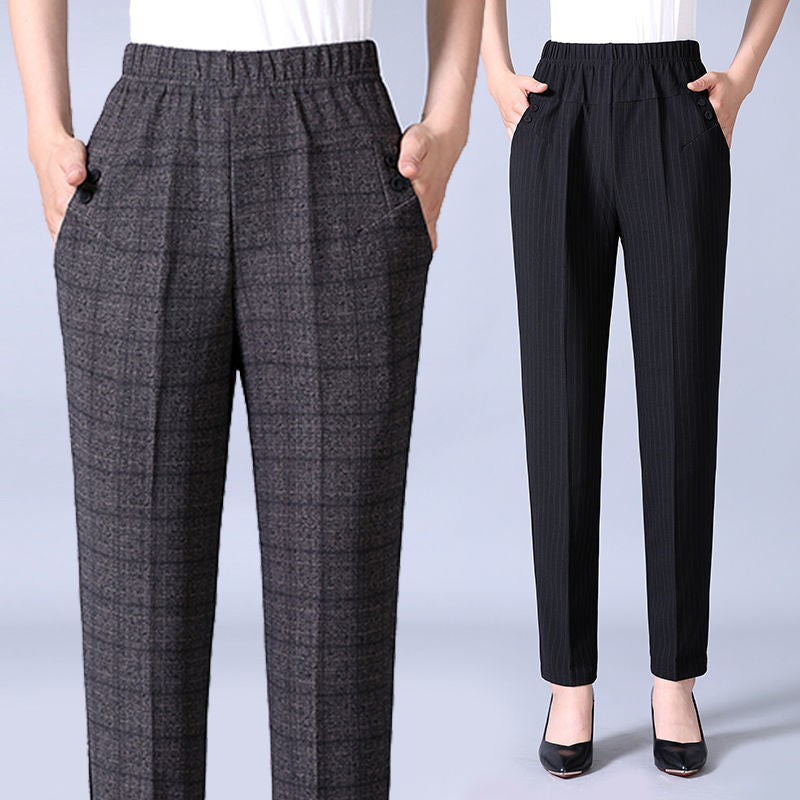 Warm plaid pencil pants for women.